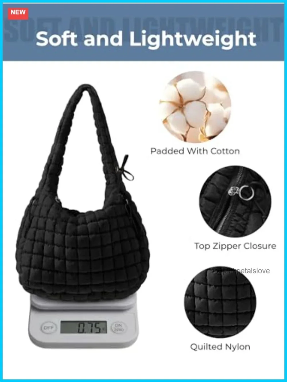 Quilted Nylon Puffer Tote Bag Crossbody Hobo Large Shoulder Bag